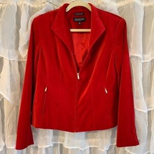 Jones New York red velvet feel moto style jacket